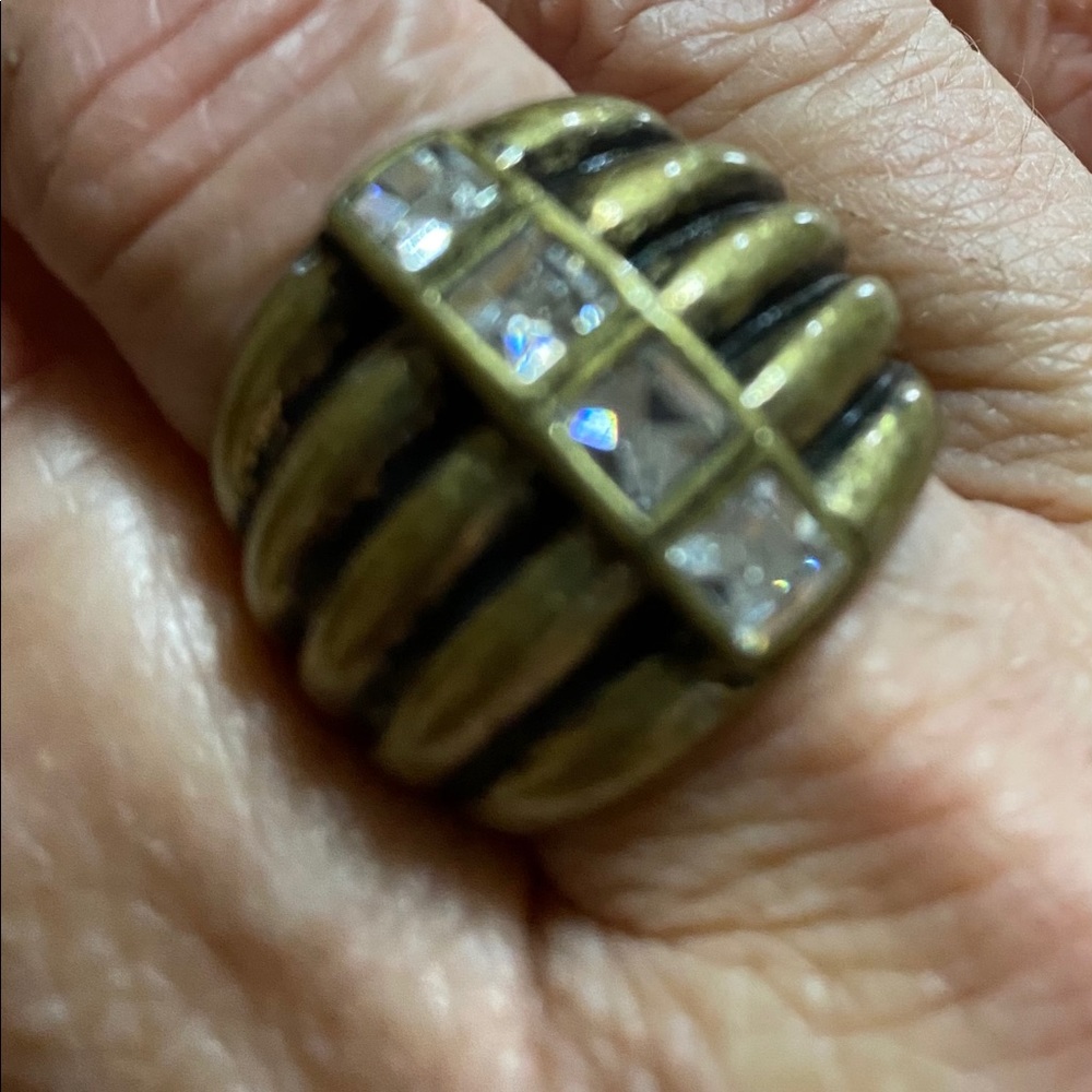 Lia Sophia Matte Gold Tone Statement Cocktail Ring - Picture 3 of 5